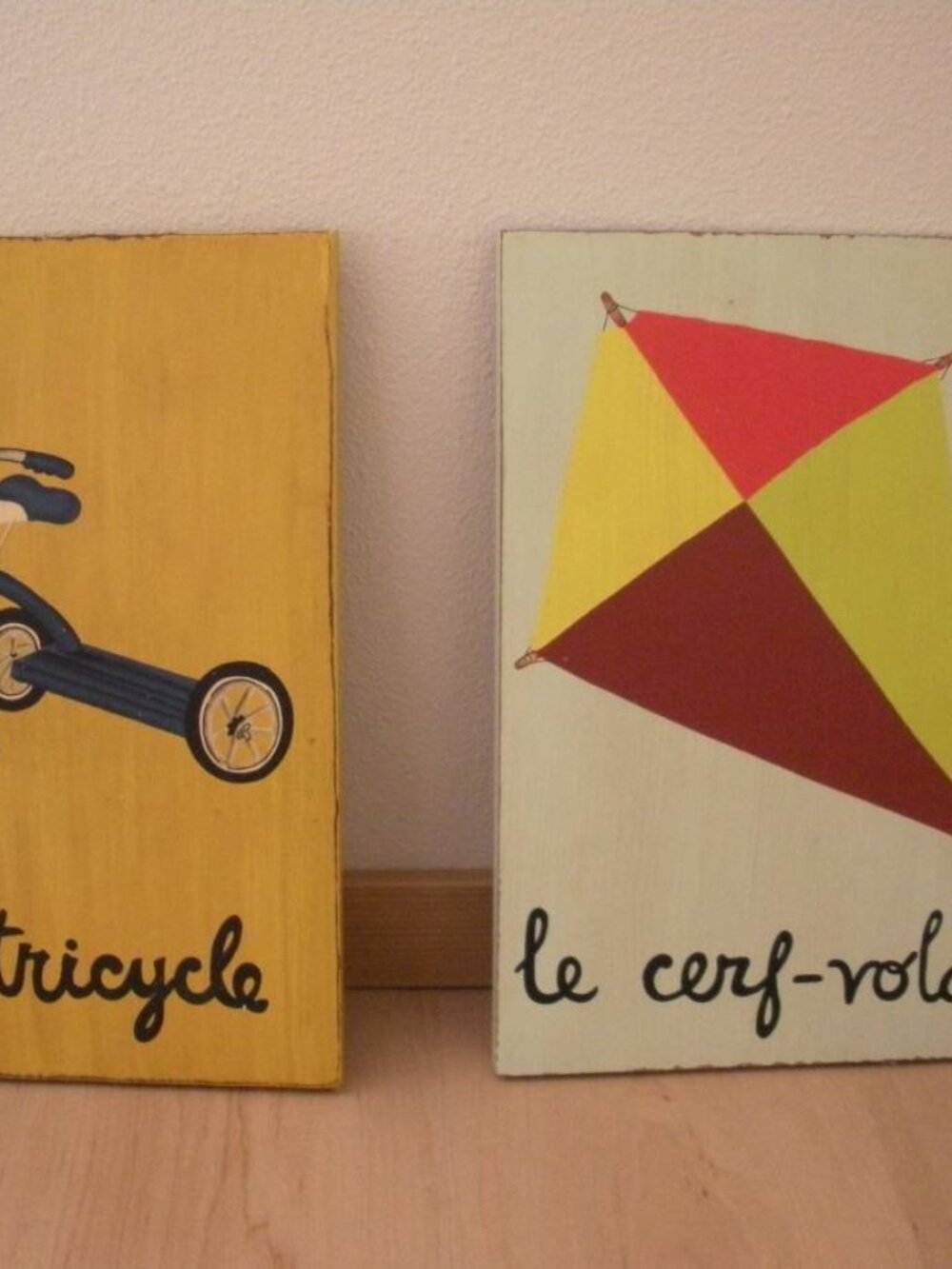pottery barn kids set of 2 french painted wood plaques wall art decor